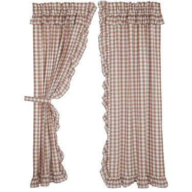 Annie Buffalo Portabella Check Ruffled Panel Set of 2 84x40 VHC Brands - The Fox Decor